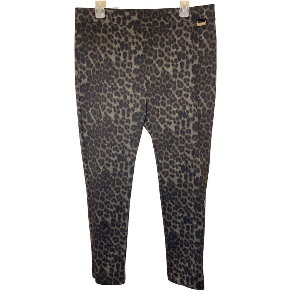 CALVIN KLEIN Leopard Print Pull-on Stretch‎ Knit Pants